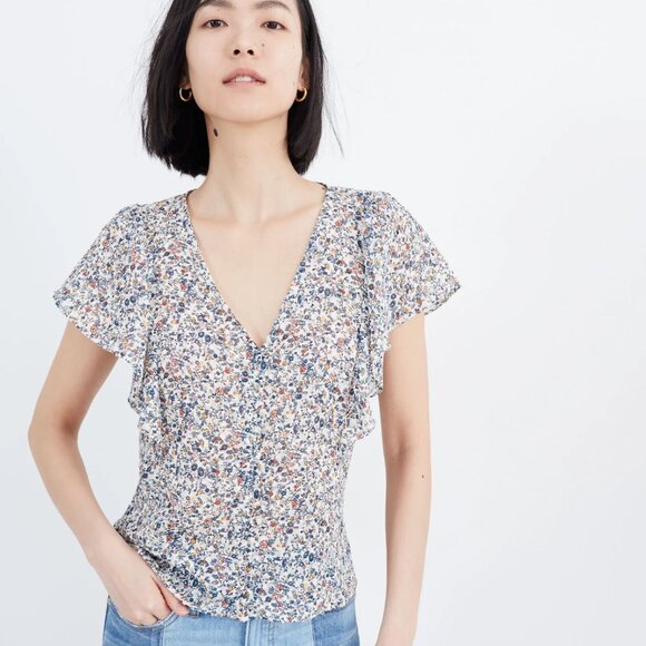 Madewell Carmelina Flutter-Sleeve Top - Picture 1 of 12